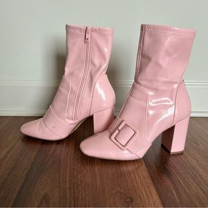 Pink Patent Leather Booties